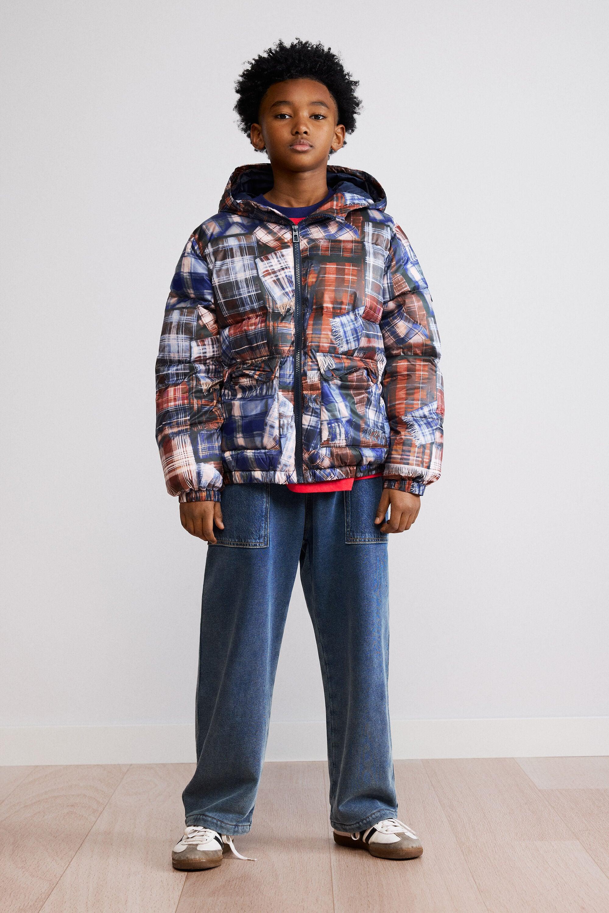 Quilted check coat by DESIGUAL