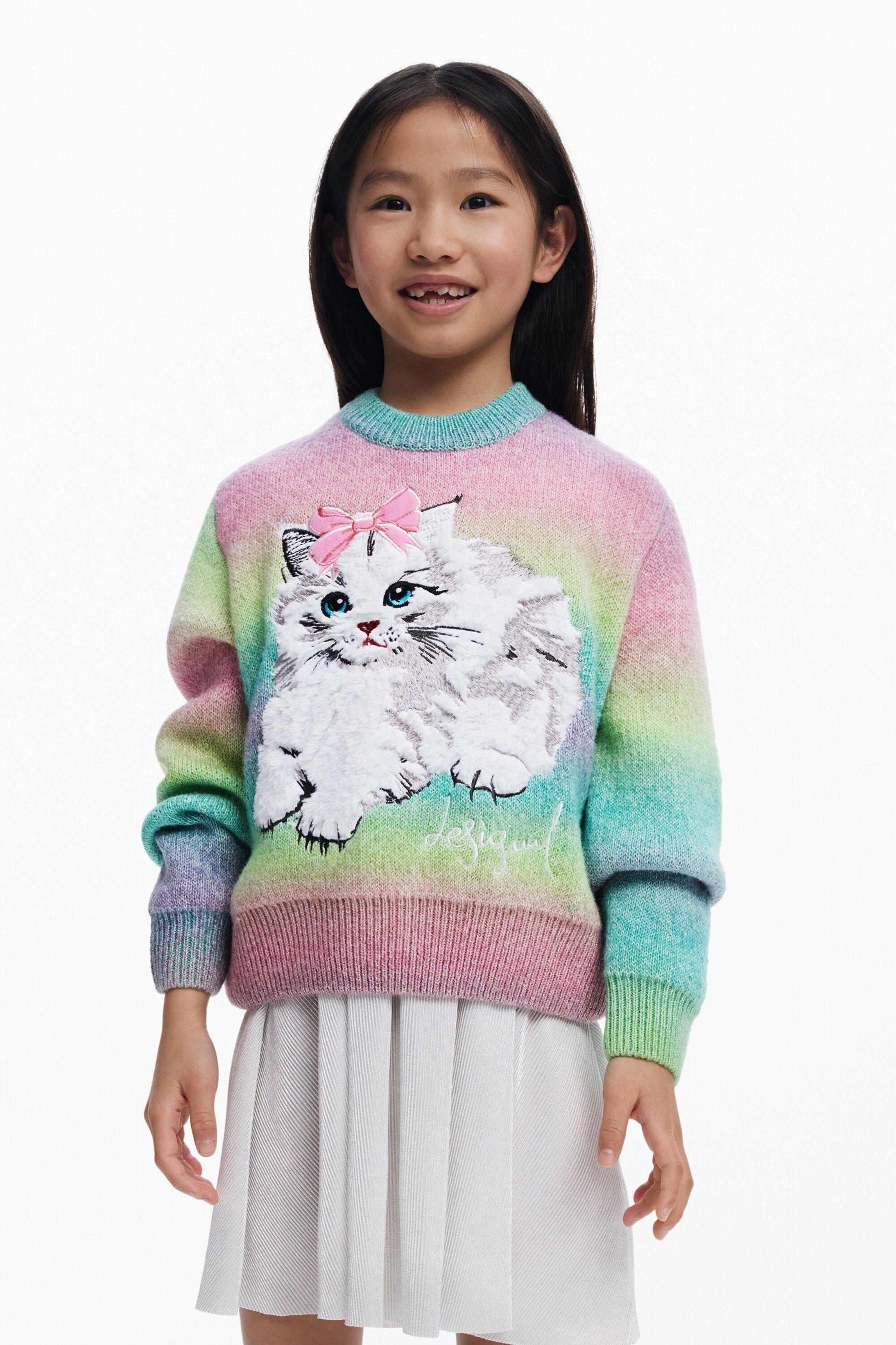 Rainbow cat sweater by DESIGUAL