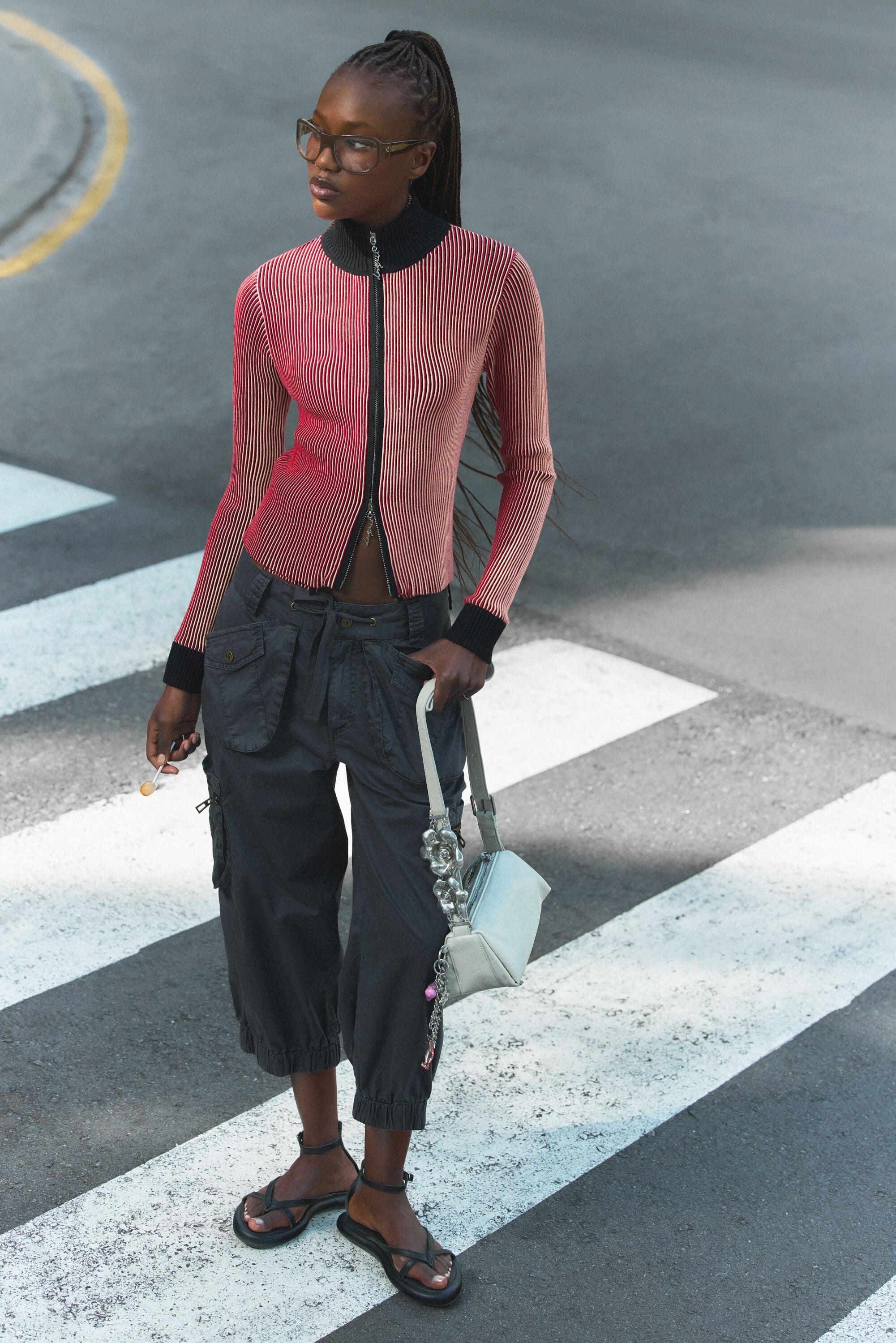 Ribbed Zip Sweater by DESIGUAL