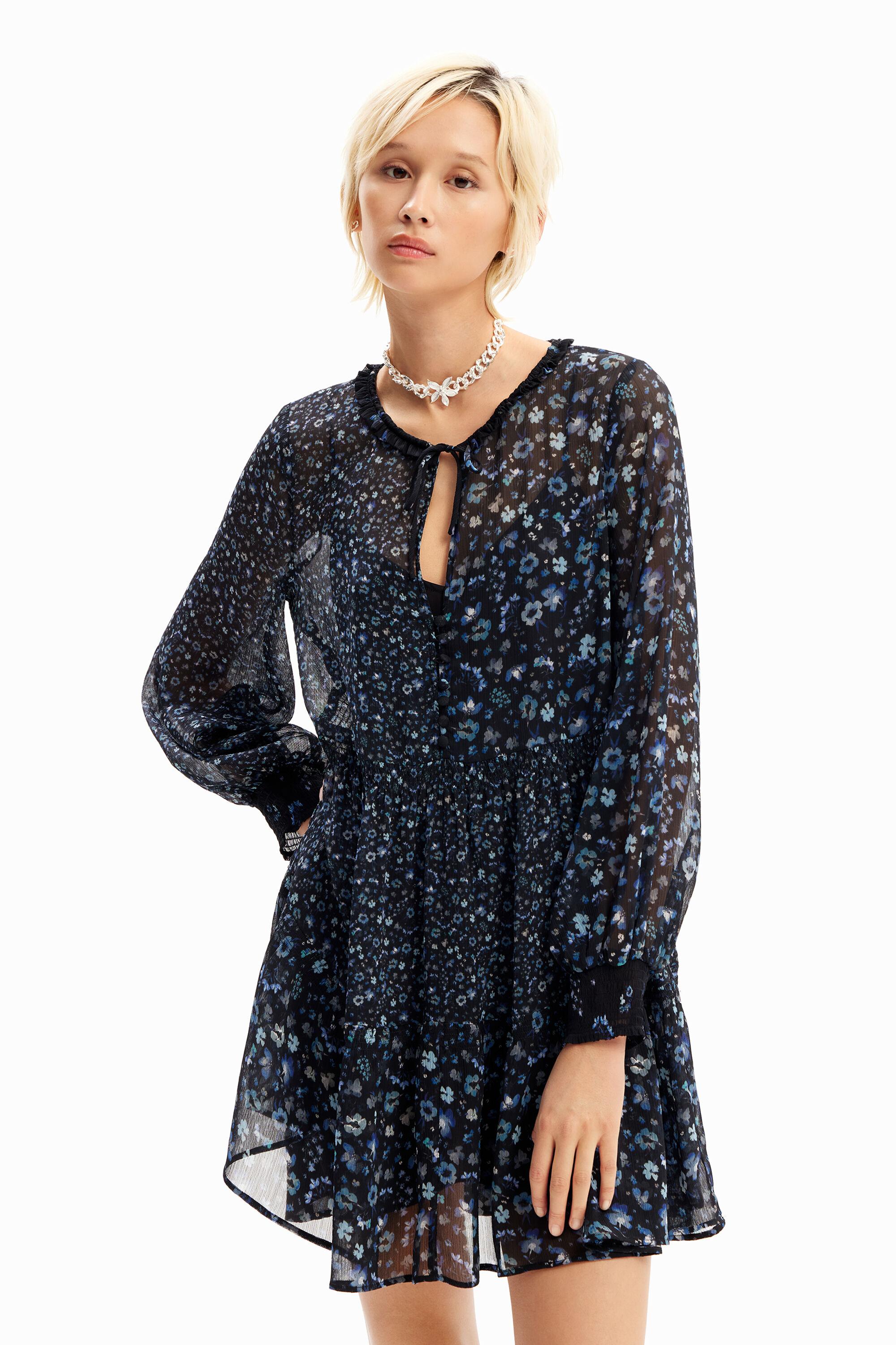 Short floral chiffon dress by DESIGUAL