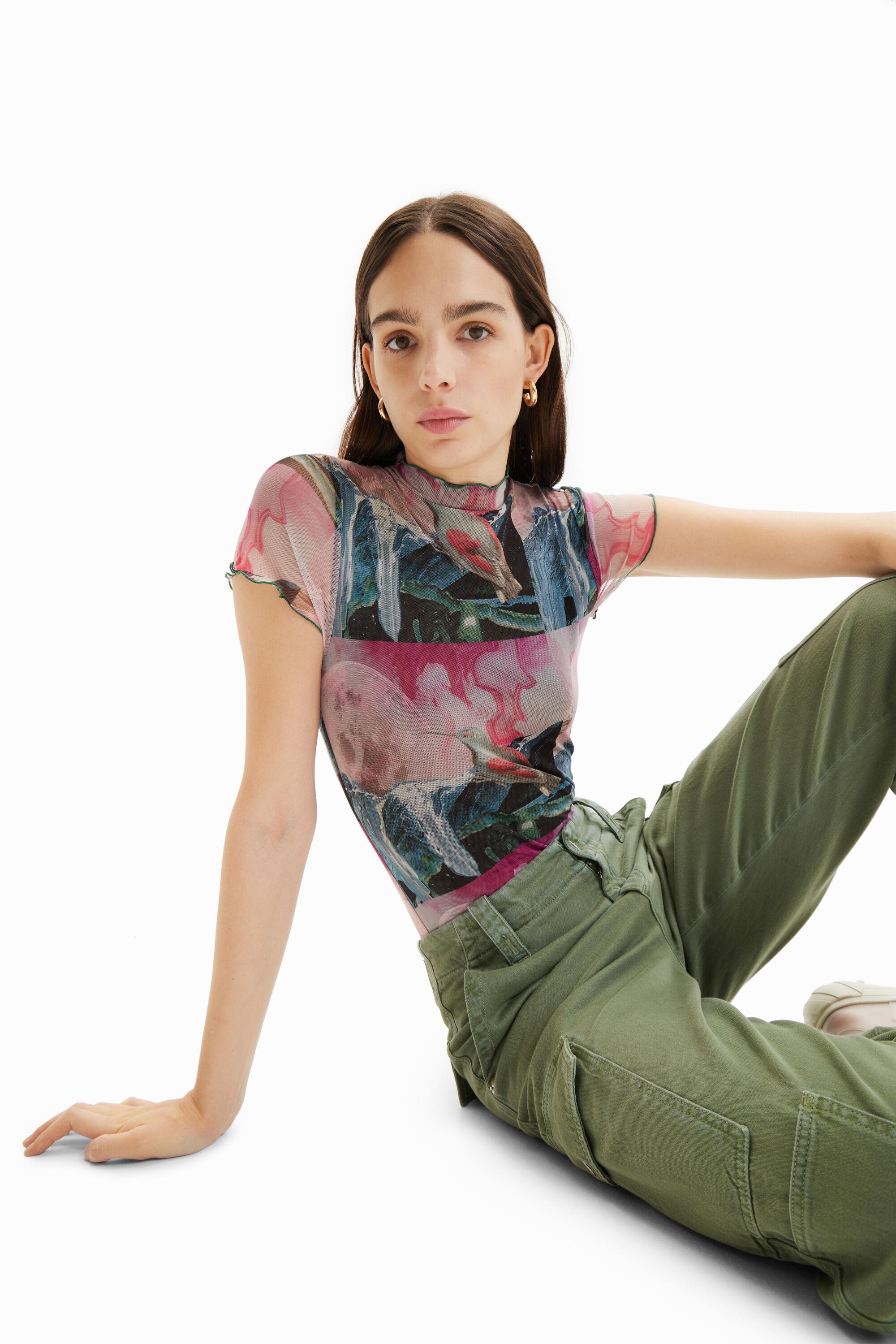 Short-sleeve fantasy tulle bodysuit by DESIGUAL