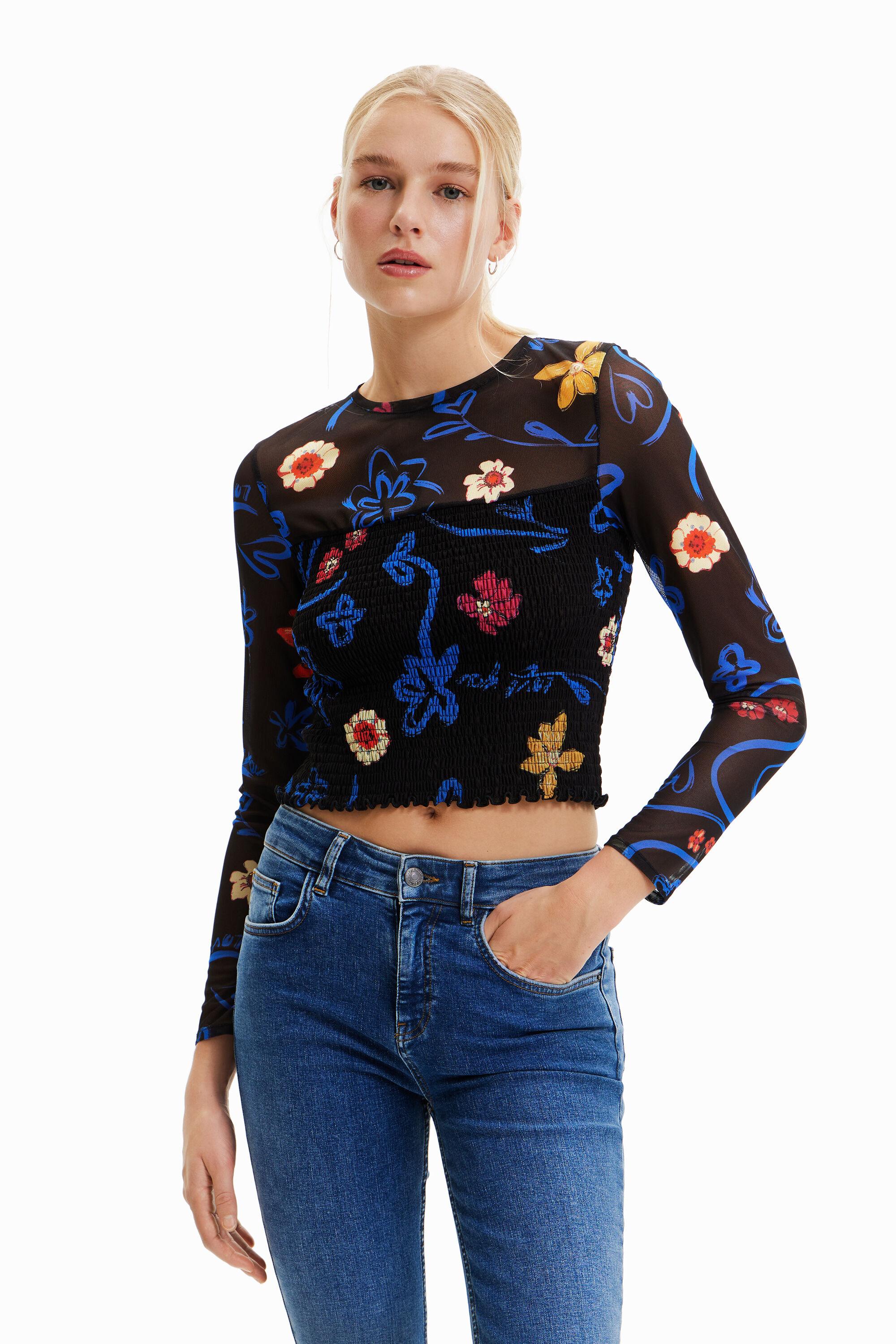 Short slim floral T-shirt by DESIGUAL