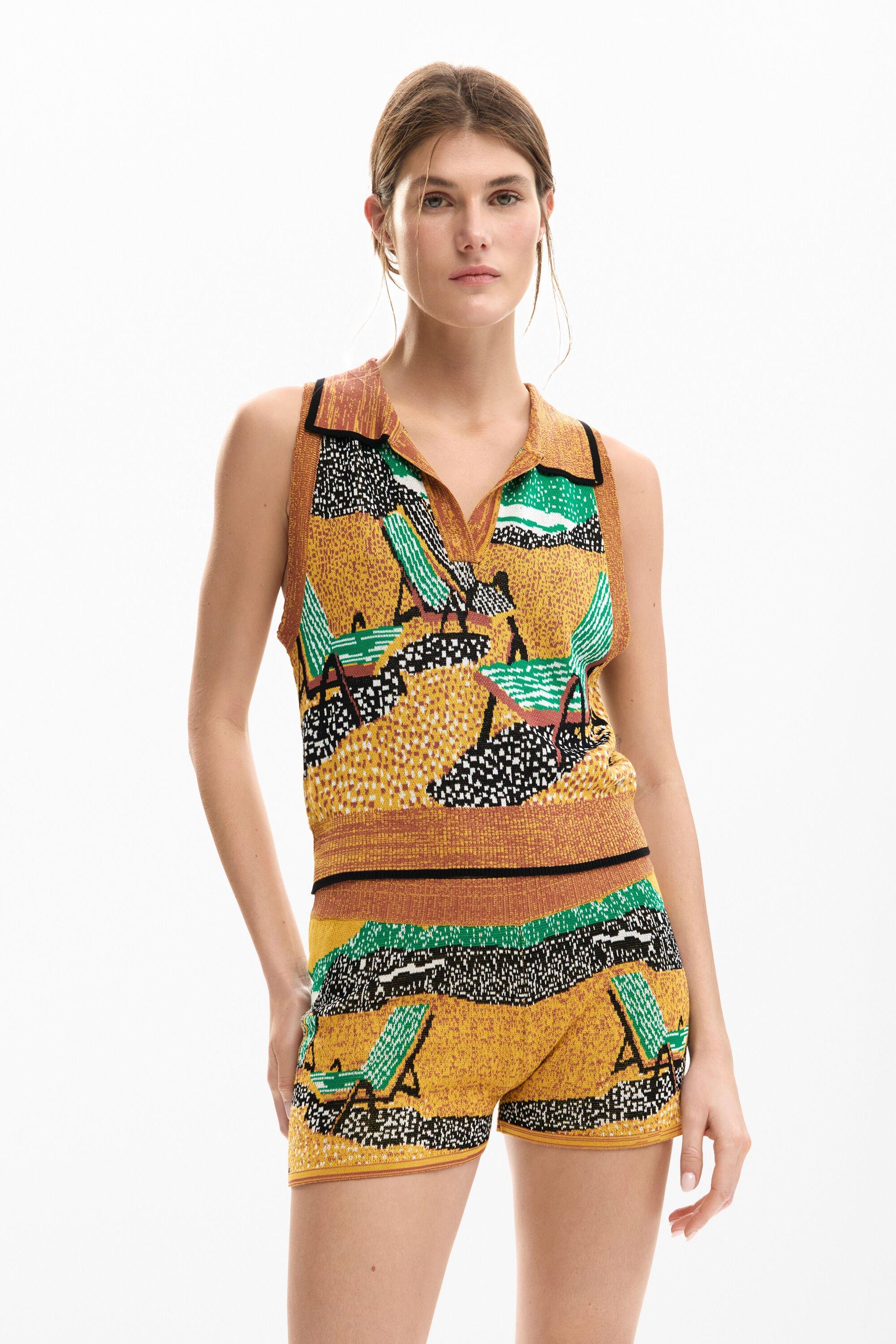 Sleeveless jacquard T-shirt by DESIGUAL