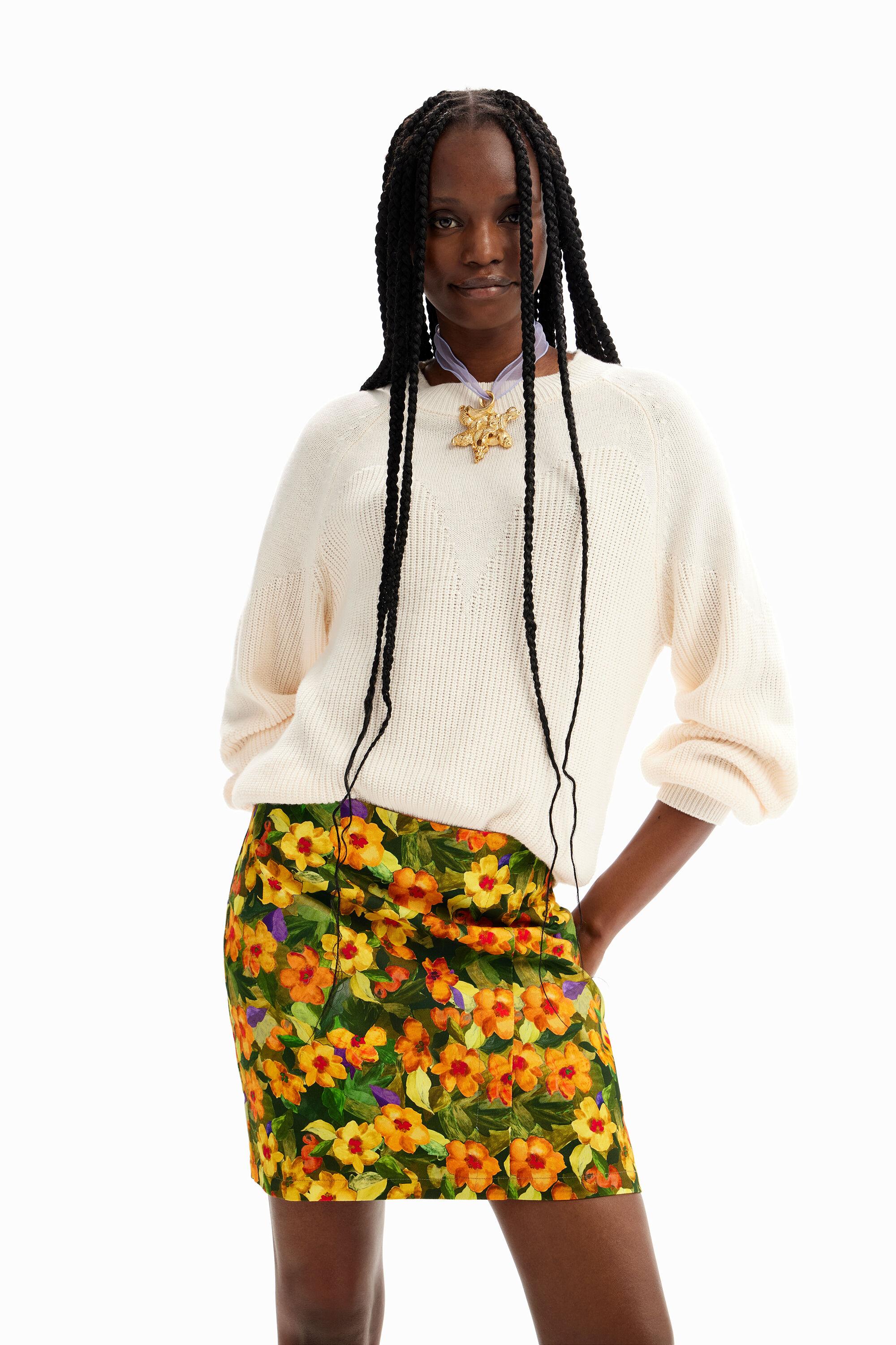 Slim floral mini skirt by DESIGUAL