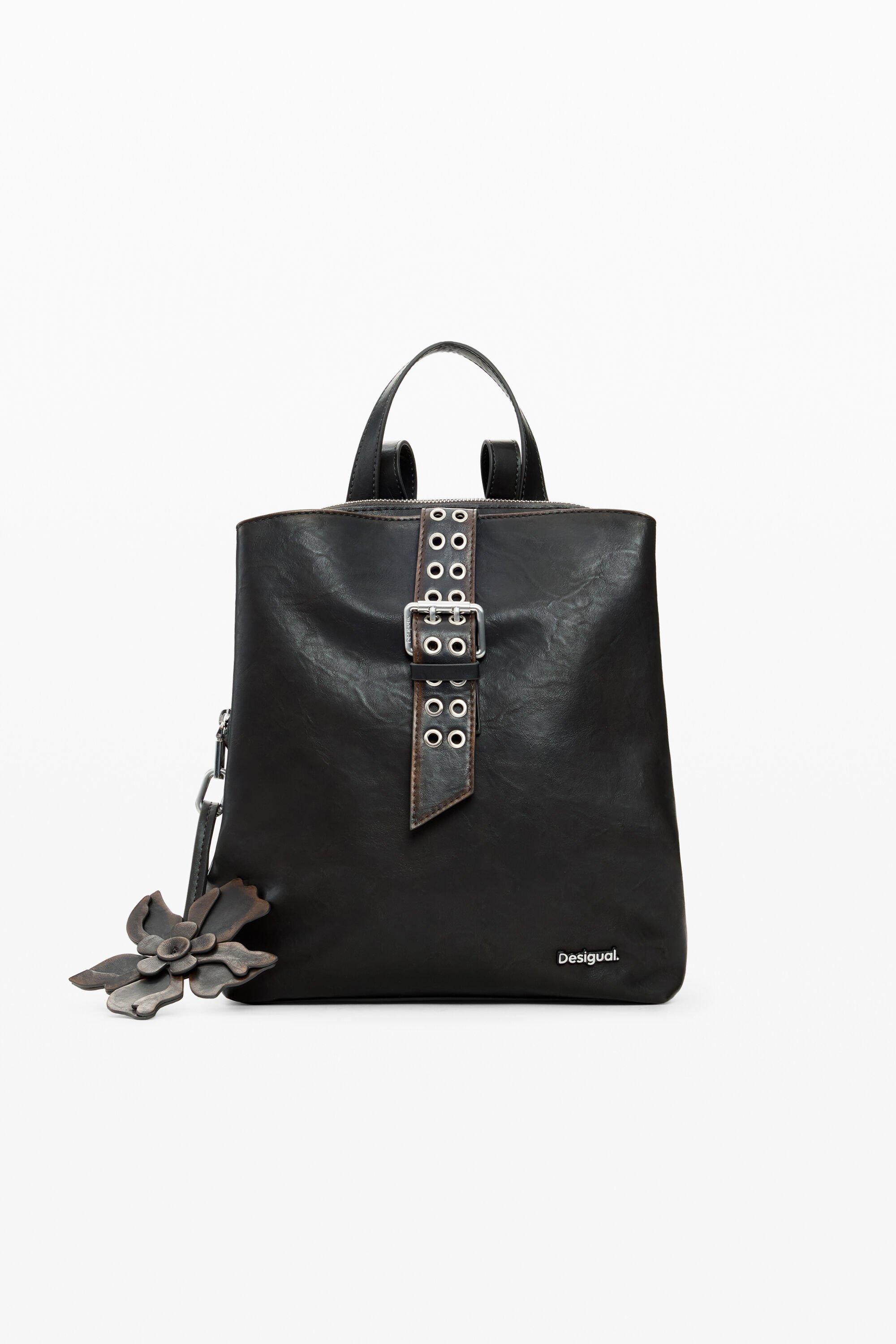 Small backpack appliques flowers by DESIGUAL