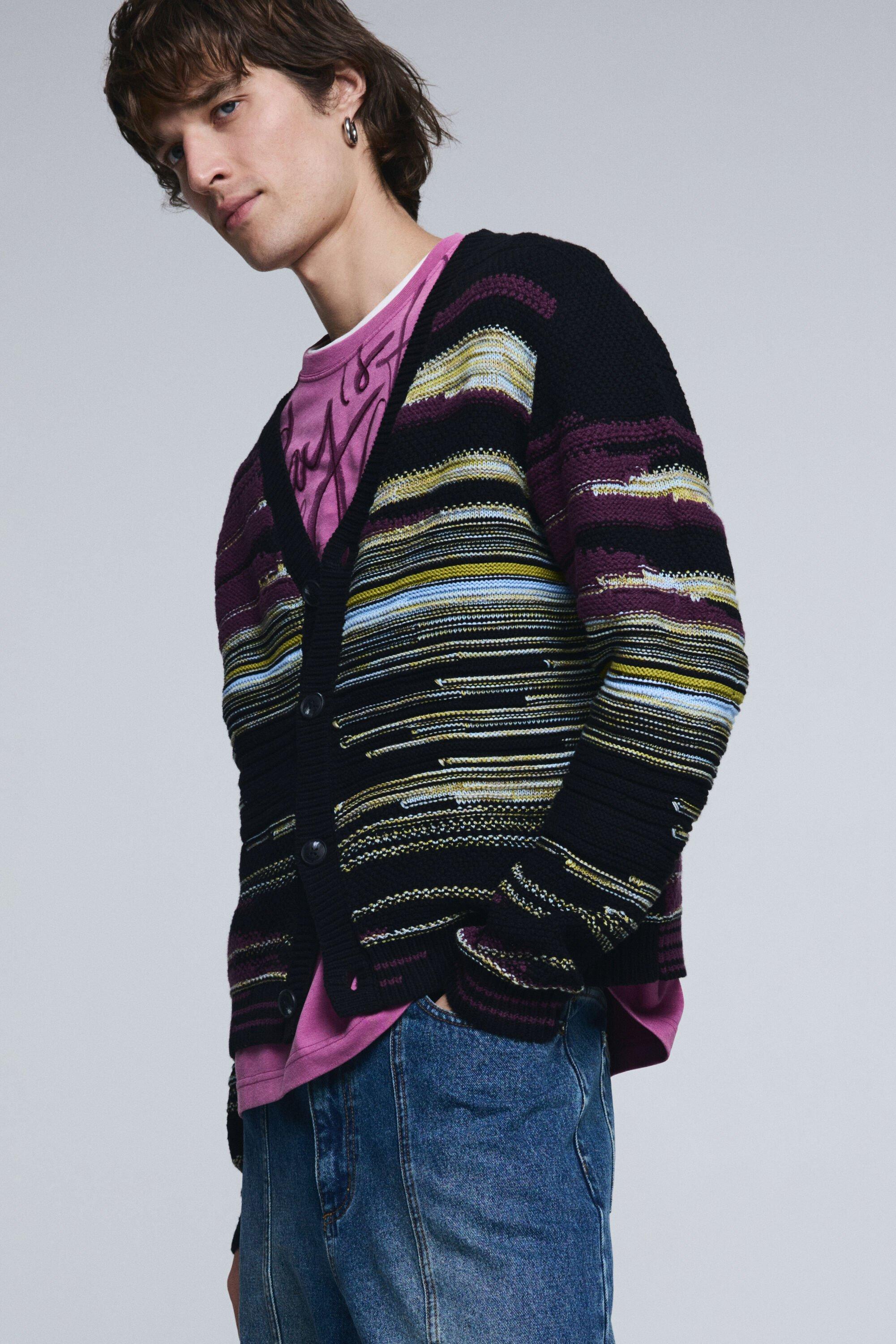 Striped Cardigan Sweater by DESIGUAL