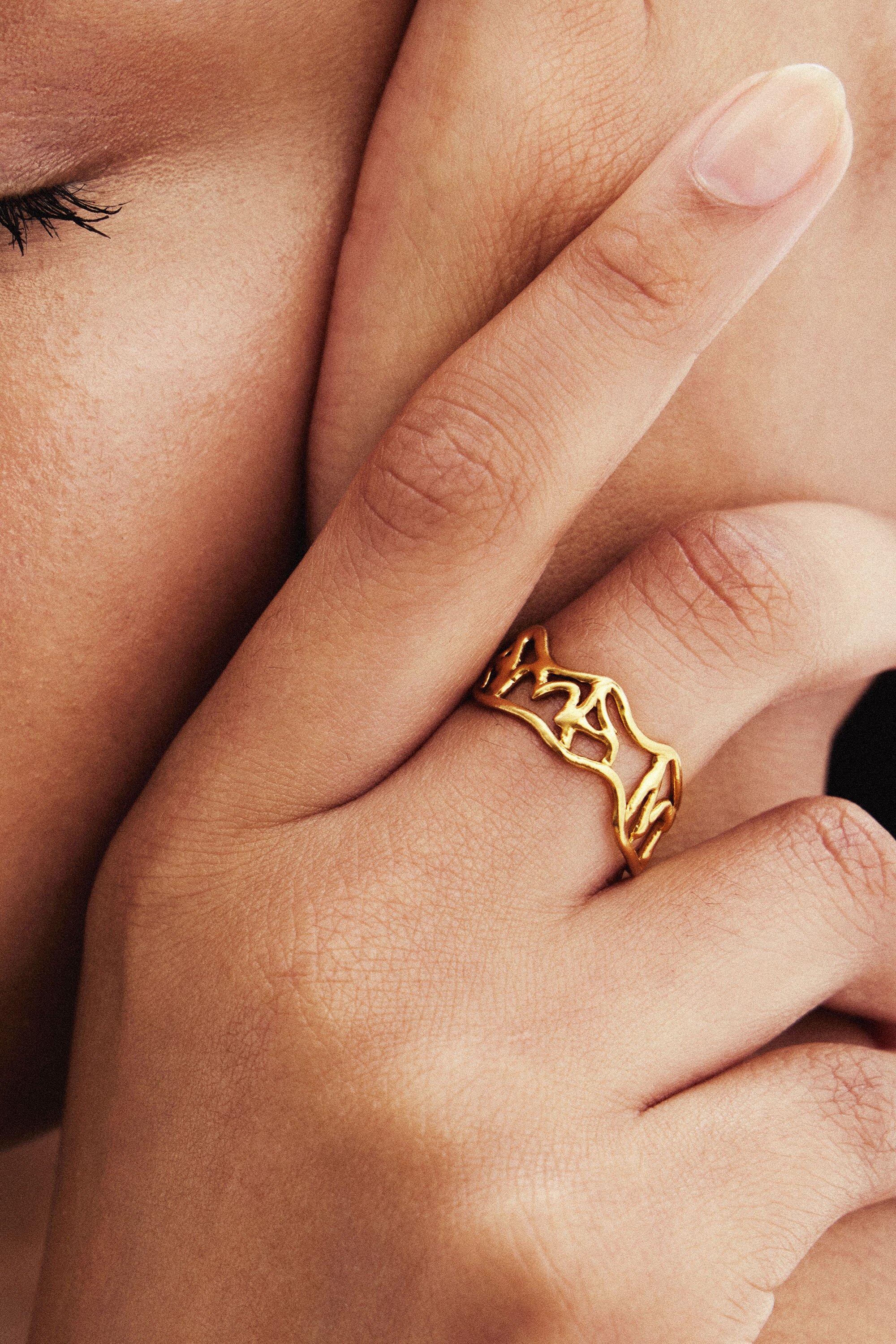 Zalio gold plated message ring by DESIGUAL