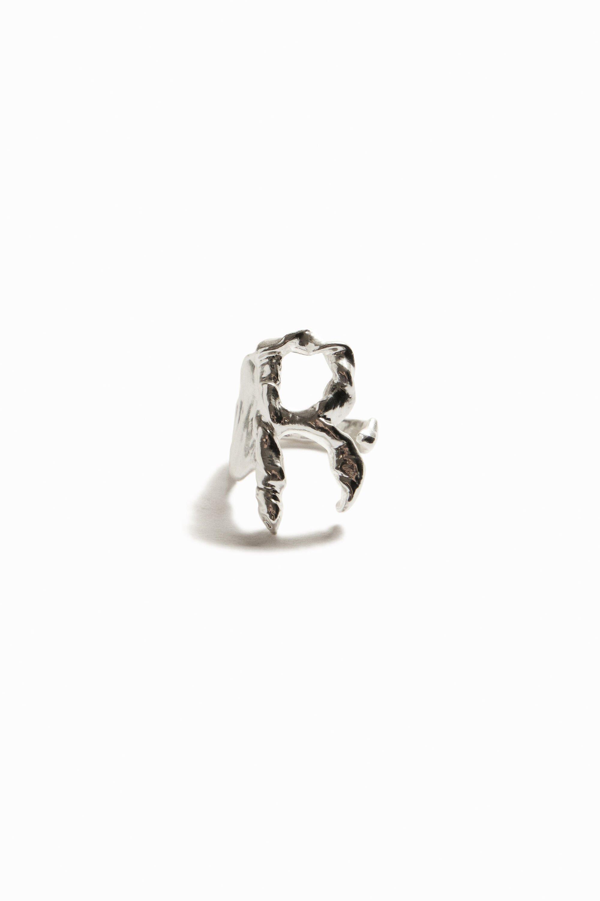 Zalio silver plated letter R ring by DESIGUAL
