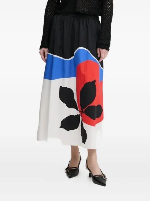 abstract-print elasticated-waist midi skirt by DESIGUAL