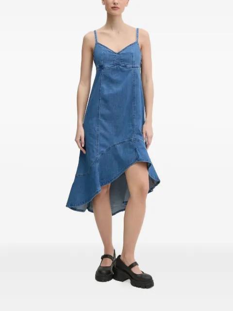 asymmetric ruffled denim midi dress by DESIGUAL