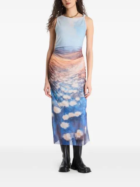cloud-print ruched dress by DESIGUAL