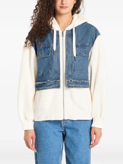 denim-panel drawstring hoodie by DESIGUAL