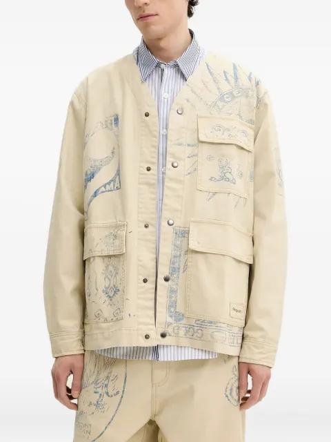 drawing-print flap-pocket jacket by DESIGUAL