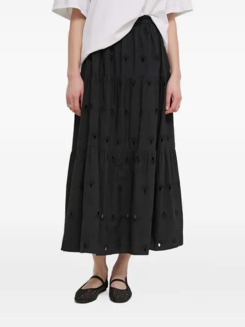 eyelet-embroidered tiered maxi skirt by DESIGUAL