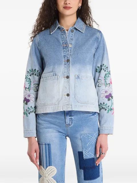 floral-embroidered denim jacket by DESIGUAL