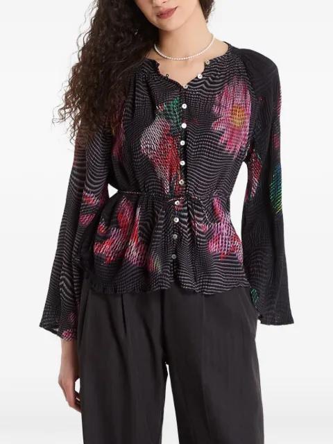 floral-print plissé blouse by DESIGUAL