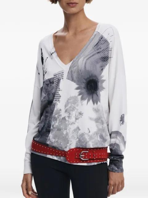graphic-print V-neck top by DESIGUAL