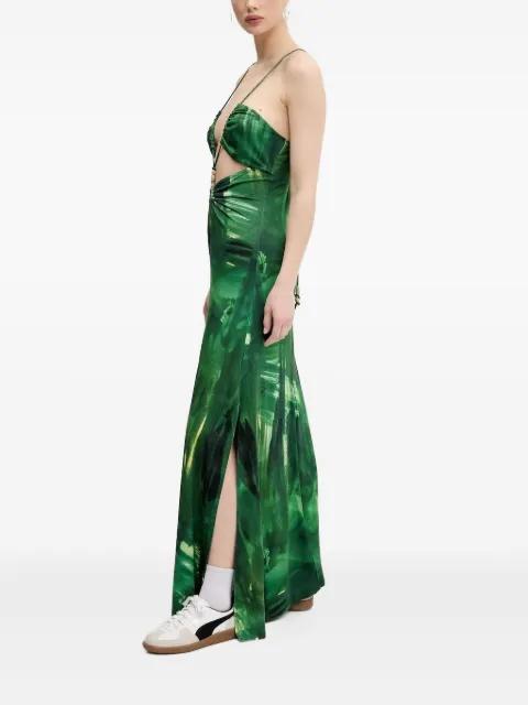 leaf-print tie-back maxi dress by DESIGUAL