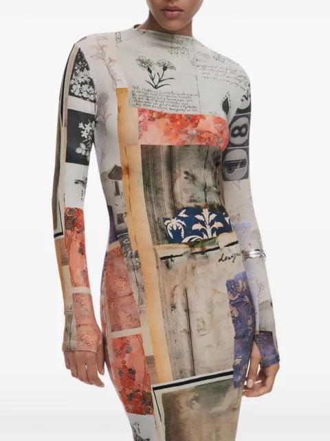 patchwork-print ribbed midi dress by DESIGUAL