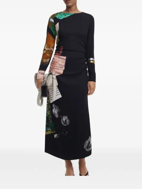 patchwork-print ruched midi dress by DESIGUAL