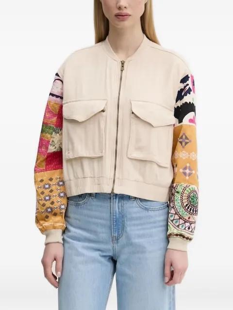 patchwork-sleeve bomber jacket by DESIGUAL