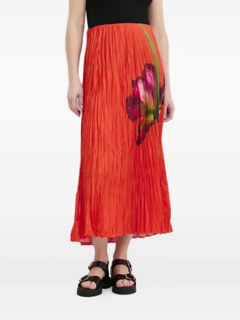pleated floral print midi skirt by DESIGUAL