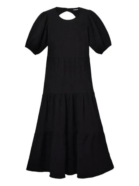 puff-sleeve open-back midi dress by DESIGUAL