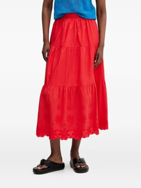 tiered embroidered midi skirt by DESIGUAL
