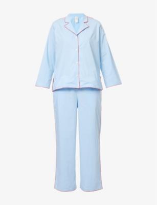Contrast-trim long-sleeve cotton pyjama set by DESMOND&DEMPSEY