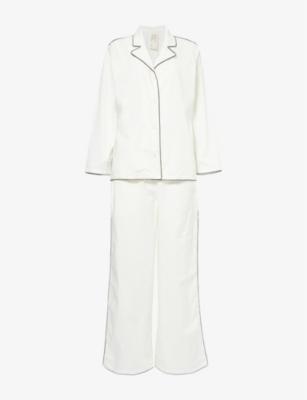 Contrast-trim long-sleeve cotton pyjama set by DESMOND&DEMPSEY