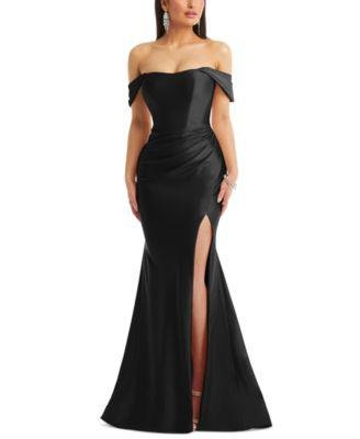 Women's Off-The-Shoulder Corset Satin Mermaid Gown by DESSY COLLECTION
