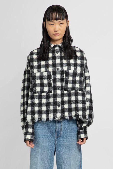 Destin Women'S Black And White Fringed Checked Flannel Outershirt by DESTIN