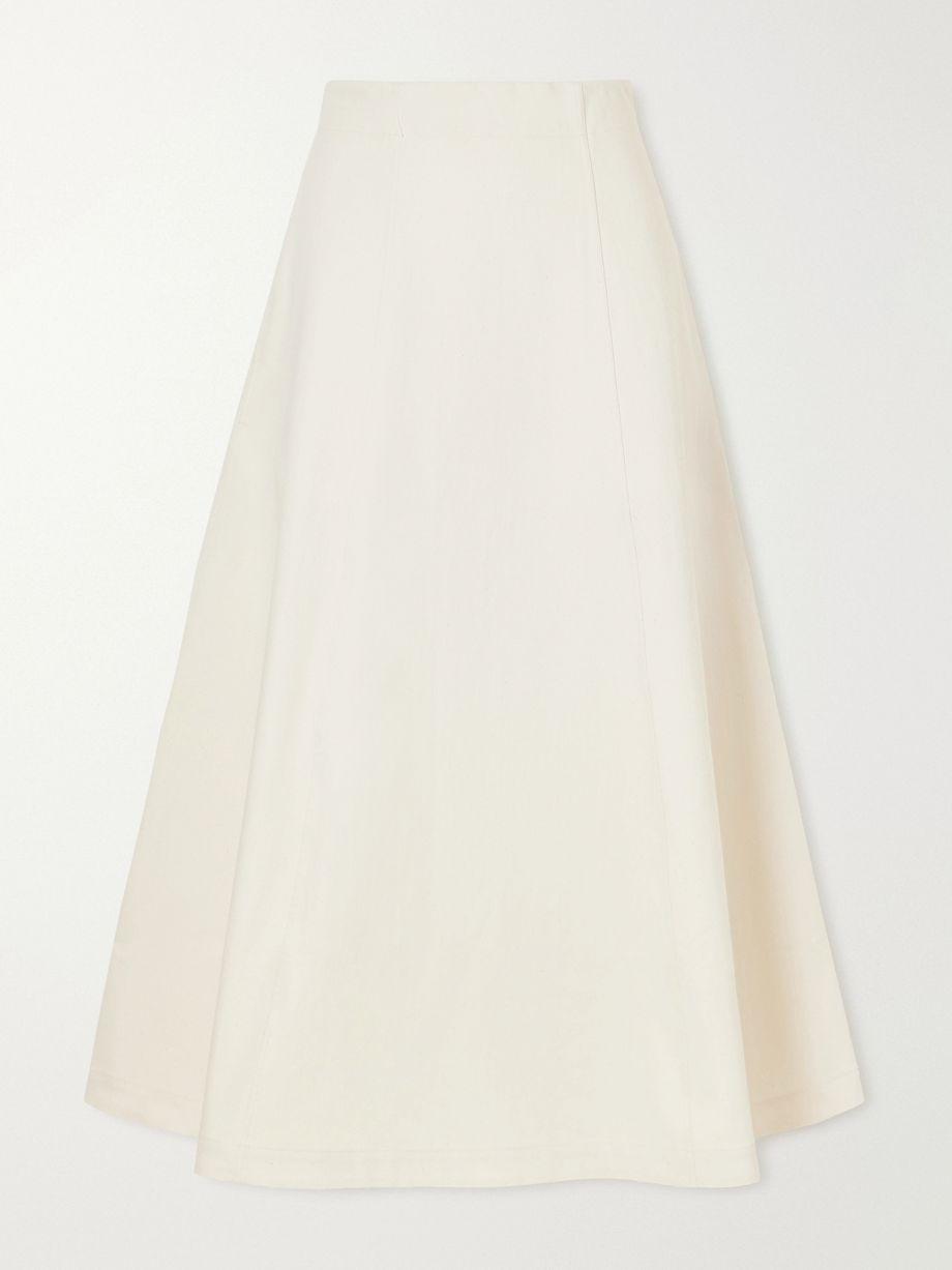 India denim midi skirt by D'ESTREE