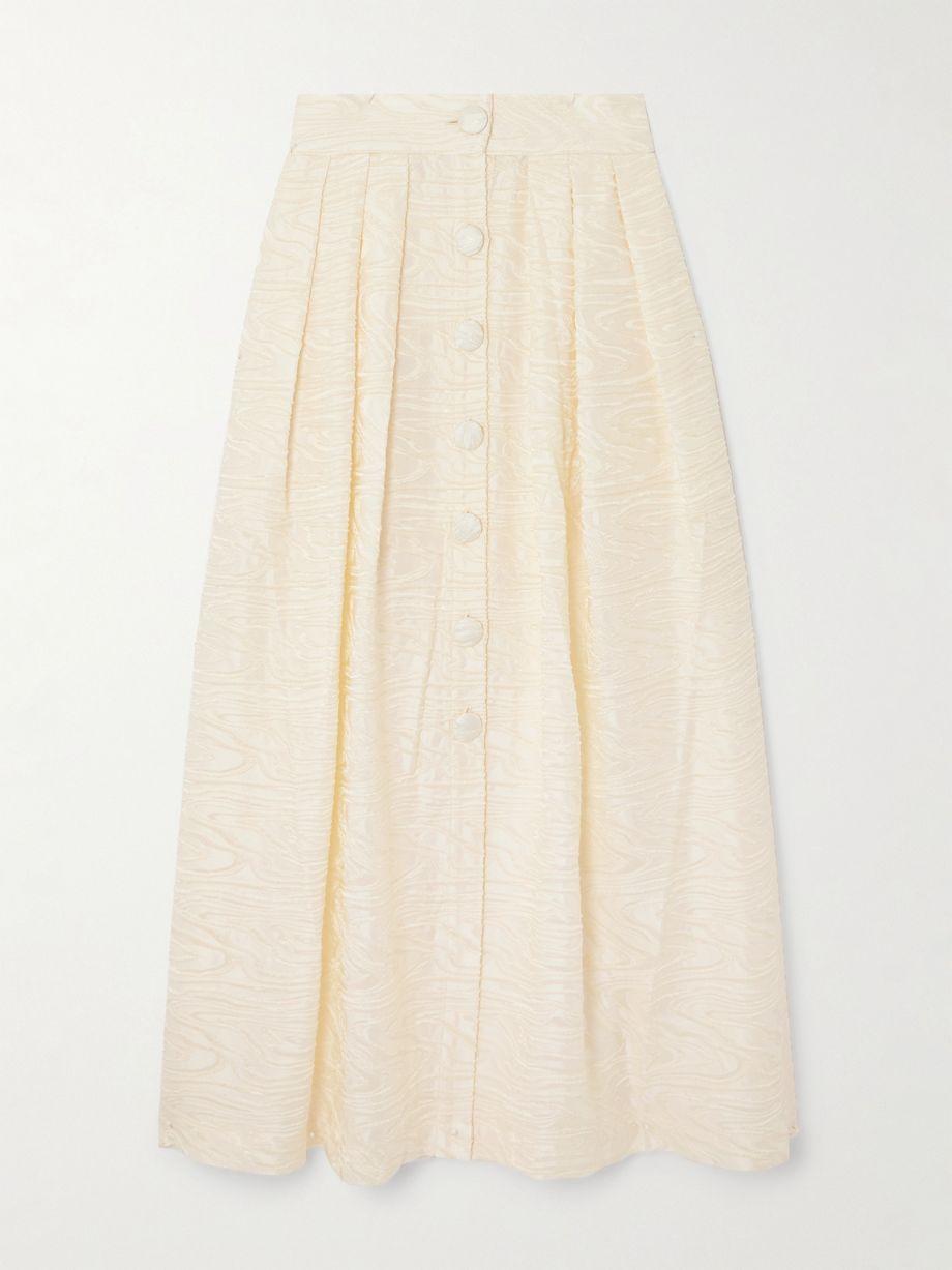 Irving pleated fil coupé woven midi skirt by D'ESTREE