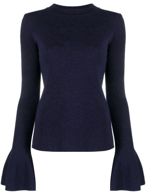 Joan flared-cuff knitted jumper by D'ESTREE