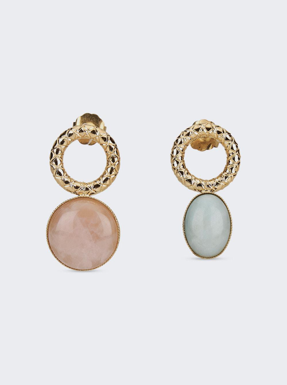 Mini Sonia Mismatched Drop Earrings Pink And Celadon by D'ESTREE Mini Sonia Mismatched Drop Earrings Pink And Celadon by D'ESTREE