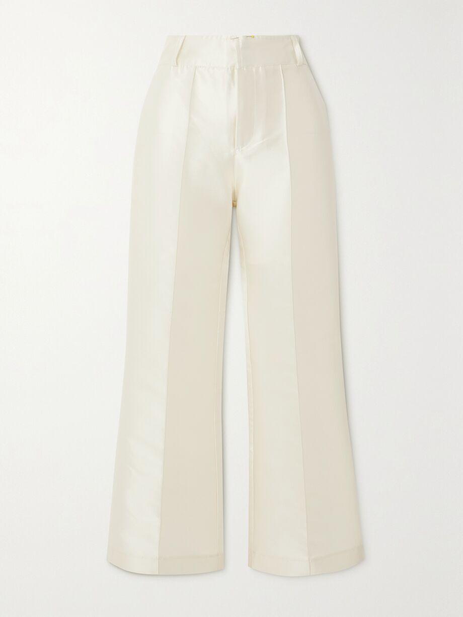 Yoshitomo pleated faille wide-leg pants by D'ESTREE