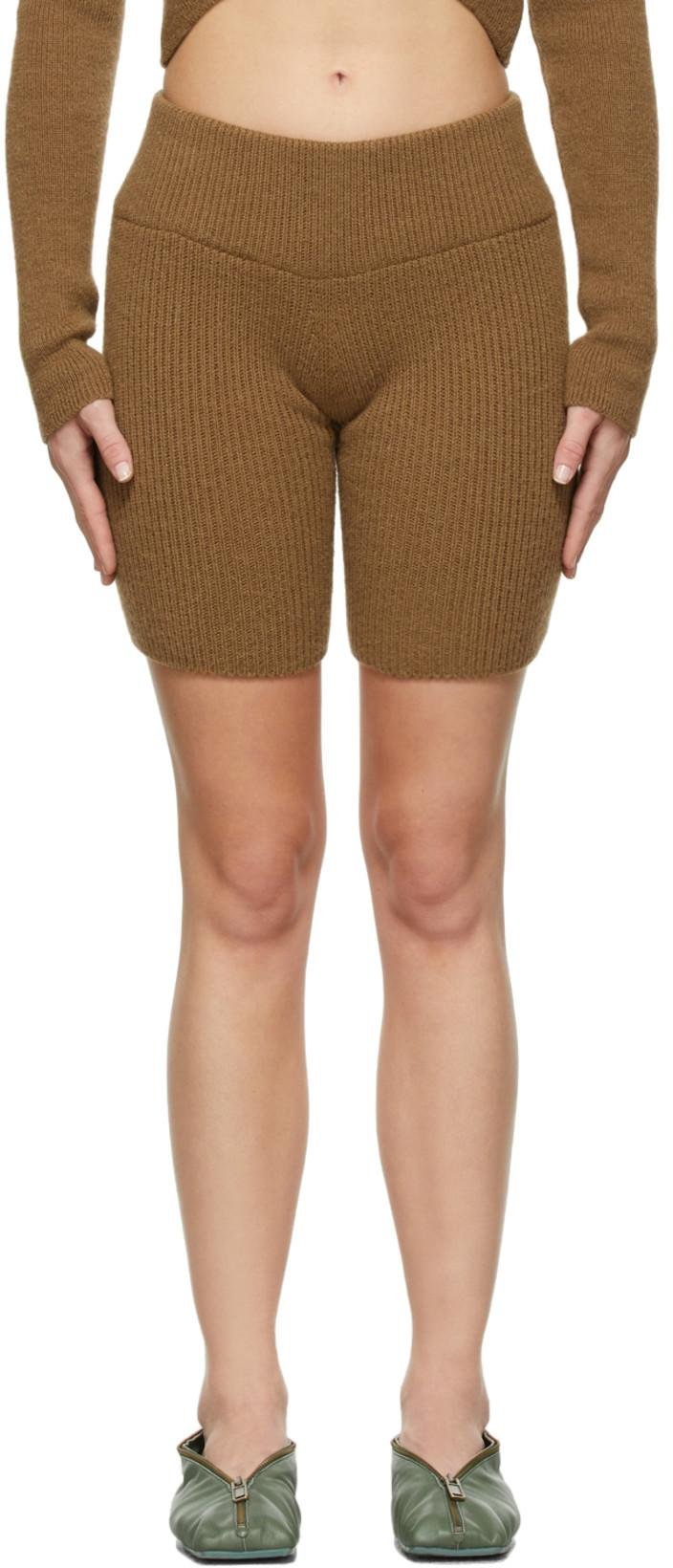 Brown Knit Shorts by DETERM;