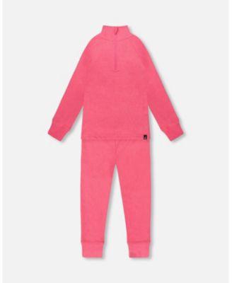 Big Girls Two-Piece Thermal Underwear Set Candy Pink by DEUX PAR DEUX