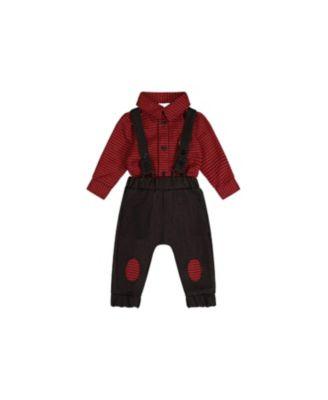 Boys' Button Front Bodysuit Suspender Pants Set - Baby by DEUX PAR DEUX