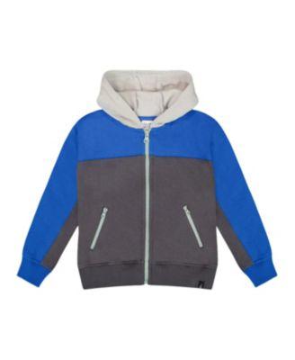 Boys' Color Blocked Zip Front Fleece Hoodie - Baby by DEUX PAR DEUX