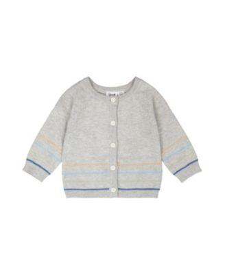 Boys' Cotton Knit Striped Button Front Cardigan - Baby by DEUX PAR DEUX