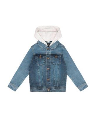 Boys' Denim Jacket with French Terry Hood - Big Kid by DEUX PAR DEUX