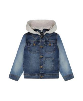 Boys' Denim Jacket with Removable French Terry Hood - Little Kid by DEUX PAR DEUX