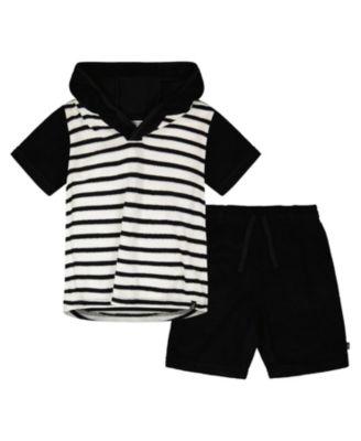 Boys' Hooded Terry Stripes T-Shirt with Shorts Set - Little Kid by DEUX PAR DEUX