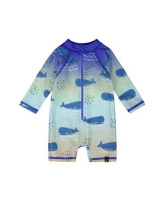 Boys' One-Piece Long Sleeve Whale Print Rashguard - Baby by DEUX PAR DEUX