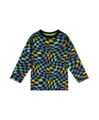 Boys' Organic Cotton Checkered Crew Neck Long Sleeve T-Shirt - Little Kid by DEUX PAR DEUX