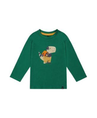 Boys' Organic Cotton Dino Appliqu&eacute; Crew Neck Long Sleeve T-Shirt - Little Kid by DEUX PAR DEUX