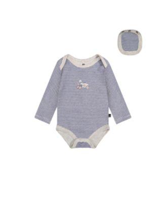 Boys' Organic Cotton Stripe Snap Envelope Neck Romper - Baby by DEUX PAR DEUX