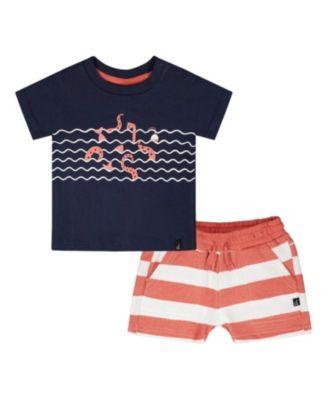 Boys' Organic Cotton T-Shirt and Stripes Short Set - Little Kid by DEUX PAR DEUX